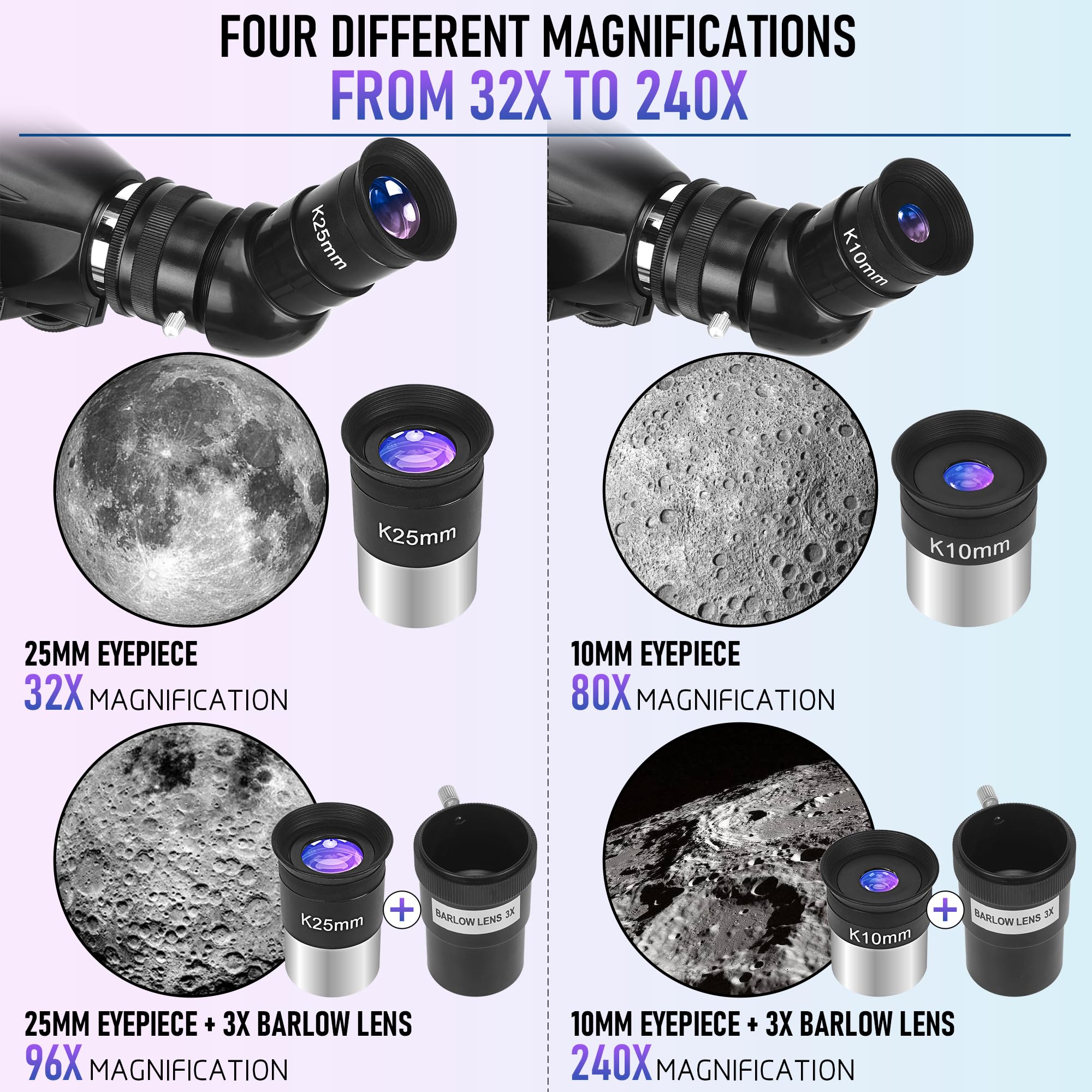 MEEZAA Telescope for Adults Astronomy Professional, 90mm Aperture 800mm Refractor Telescope for Kids Beginners, Multi-Coated High Transmission Telescopes with Tripod Phone Adapter Carry Bag