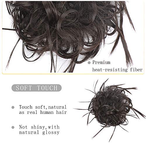 MEEZAA Tousled Updo Messy Bun Hair Piece Hair Extension Ponytail With Elastic Rubber Band Updo Extensions Hairpiece Synthetic Hair Extensions Scrunchies Ponytail Hairpiece for Women Black