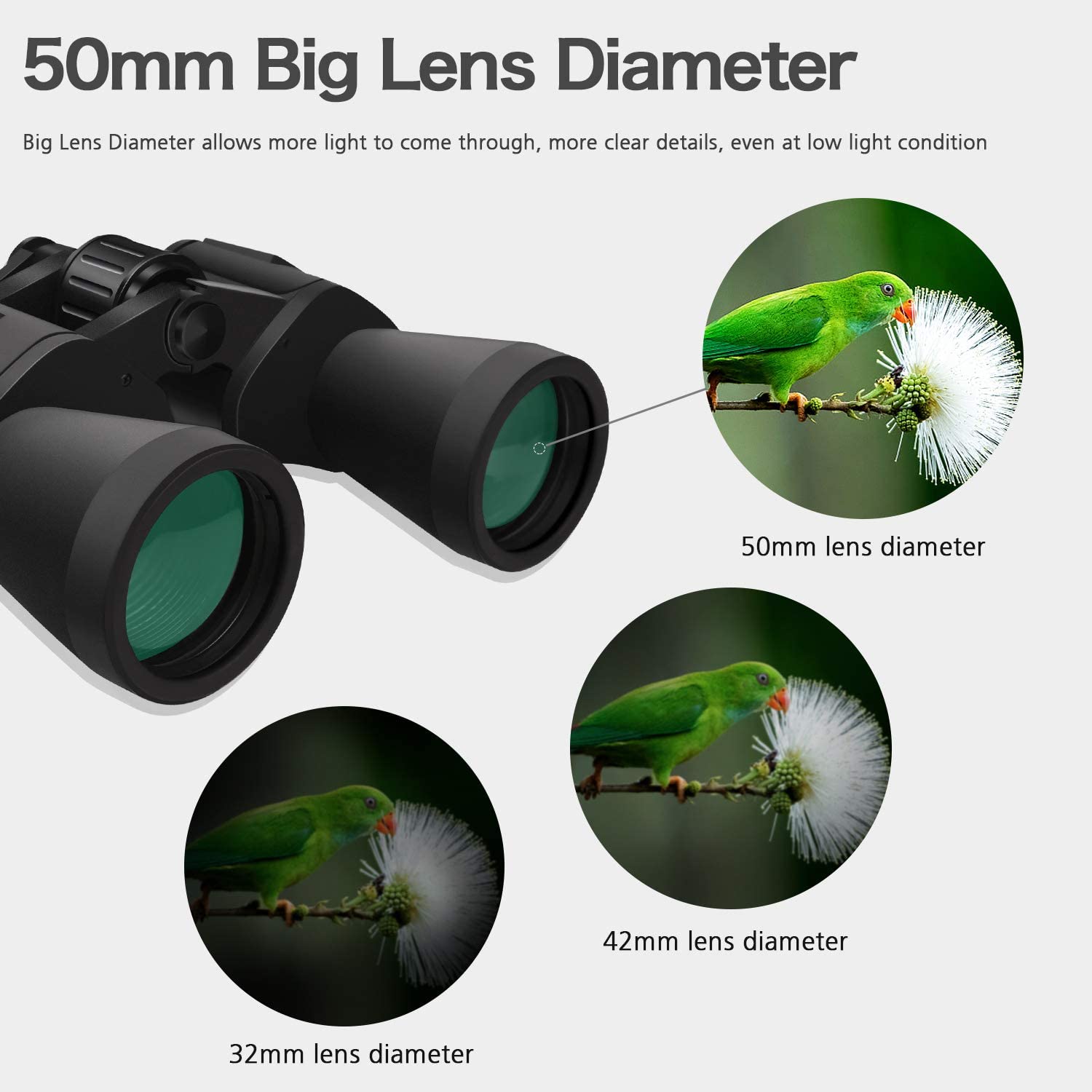 MEEZAA 10 x 50 Powerful Binoculars for Adults Durable Full-Size Clear Binoculars for Bird Watching Travel Sightseeing Hunting Wildlife Watching Outdoor Sports Games and Concerts