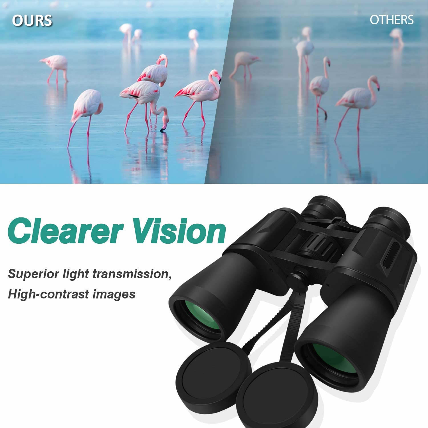 MEEZAA 10 x 50 Powerful Binoculars for Adults Durable Full-Size Clear Binoculars for Bird Watching Travel Sightseeing Hunting Wildlife Watching Outdoor Sports Games and Concerts