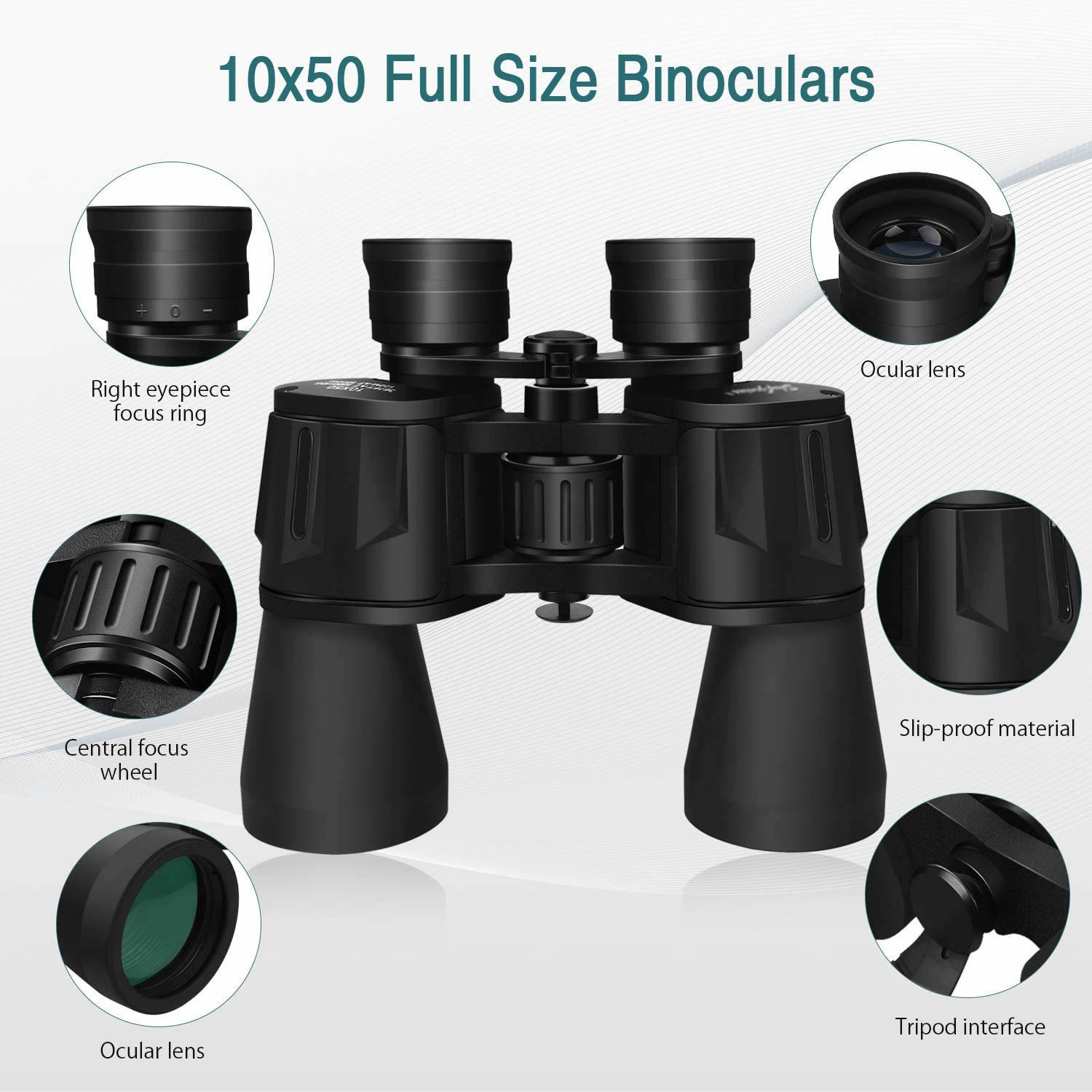 MEEZAA 10 x 50 Powerful Binoculars for Adults Durable Full-Size Clear Binoculars for Bird Watching Travel Sightseeing Hunting Wildlife Watching Outdoor Sports Games and Concerts