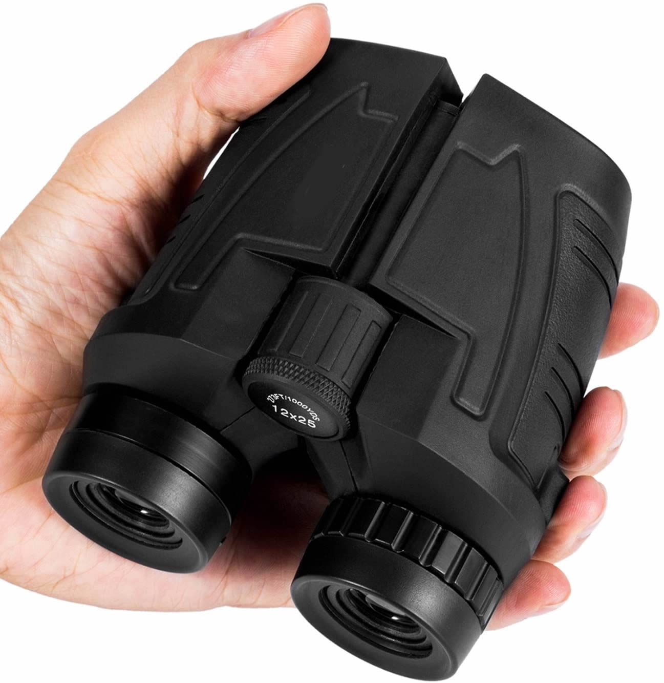 MEEZAA 12x25 Compact Binoculars with Clear Low Light Vision, Large Eyepiece Waterproof Binocular for Adults Kids,High Power Easy Focus Binoculars for Bird Watching,Outdoor Hunting,Travel,Sightseeing