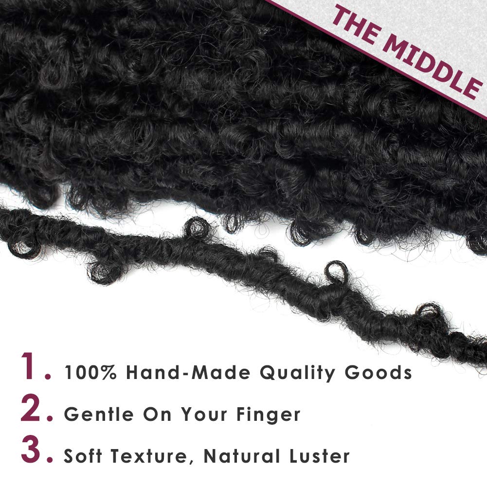 MEEZAA 6 Packs Butterfly Locs Crochet Hair 12 Inch Pre Looped Distressed Locs Crochet Braids (12 Inch,1#)