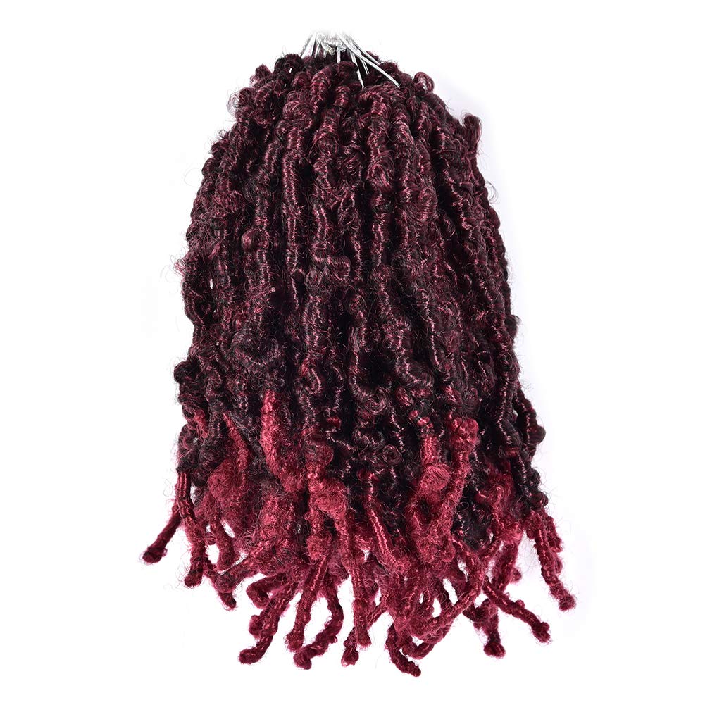 MEEZAA 6 Packs Butterfly Locs Crochet Hair 12 Inch Pre Looped Distressed Locs Crochet Braids (12 Inch, T118) - Click Image to Close