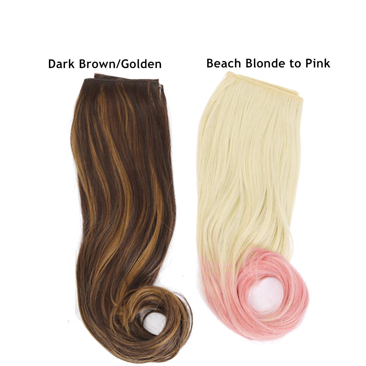 MEEZAA Ombre Halo Hair Extension Beach Blonde to Pink Curly Short Synthetic Hairpiece 12 Inch 3.5 Oz Hidden Wire Headband for Women Heat Resistant Fiber No Clip (M05&613Tpink)