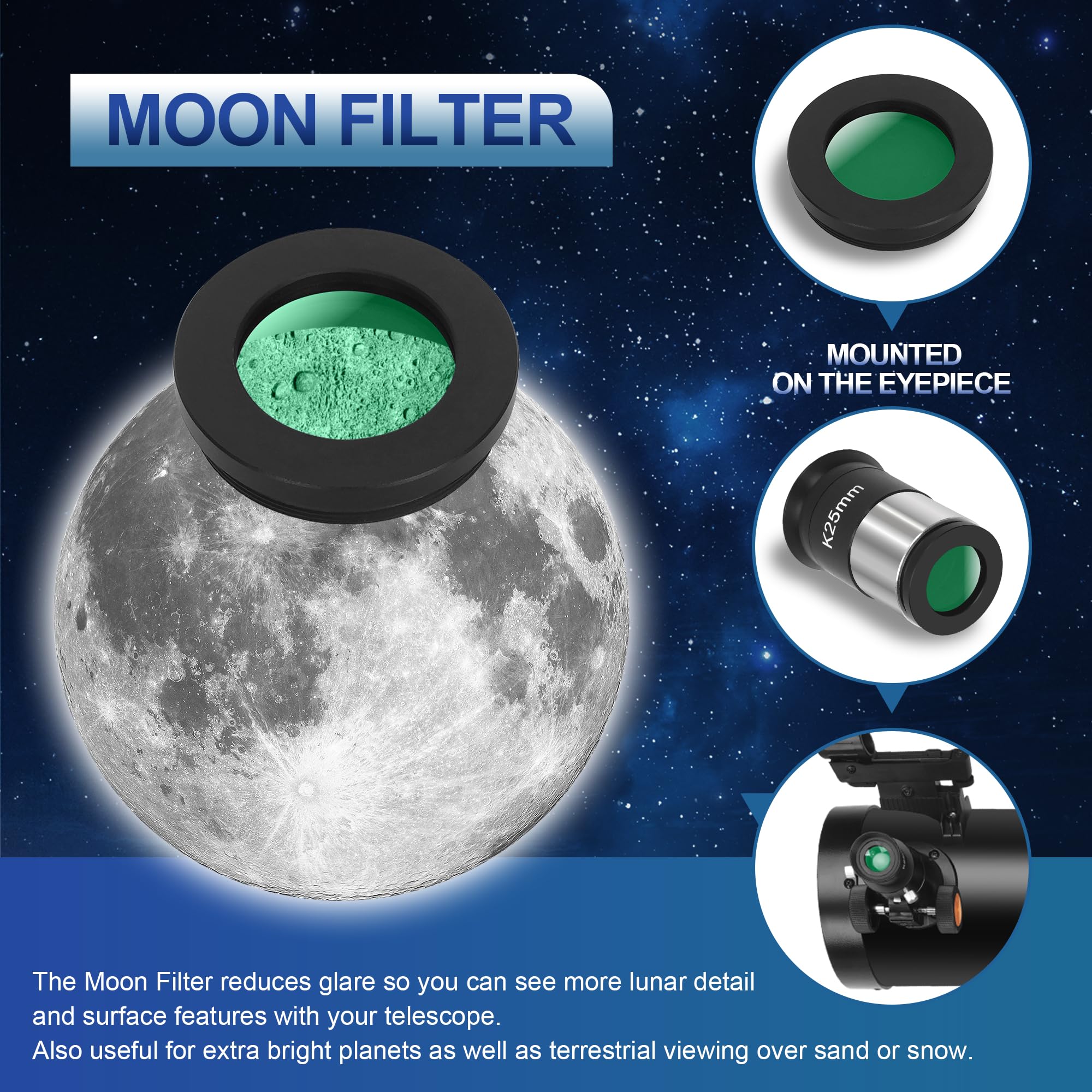 MEEZAA Telescope, 150EQ Reflector Telescope for Adults Astronomy Beginners, Manual Equatorial Professional Telescopes Astronomy with 2X Barlow Lens, Phone Adapter, Adjustable Tripod and Moon Filter