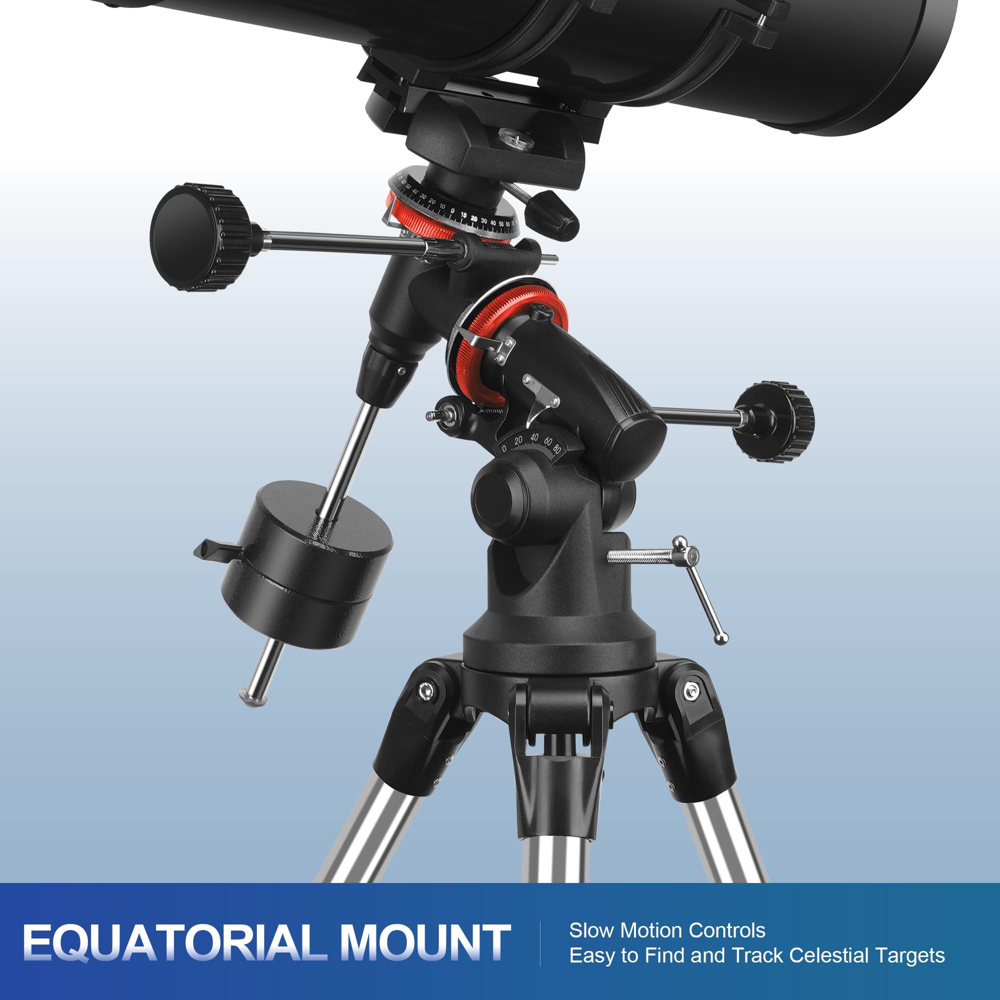 MEEZAA Telescope, 150EQ Reflector Telescope for Adults Astronomy Beginners, Manual Equatorial Professional Telescopes Astronomy with 2X Barlow Lens, Phone Adapter, Adjustable Tripod and Moon Filter